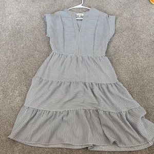 Professional blue and white striped dress